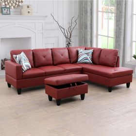 Red Semi PU Synthetic Leather Sofa Living Room Sofa