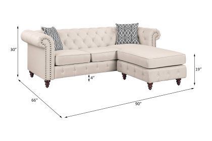 ACME Waldina Reversible Sectional Sofa in Beige Fabric LV00643