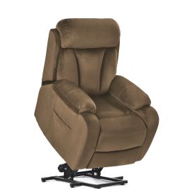 Lift Chair Recliner for Elderly Power Remote Control Recliner Sofa Relax Soft Chair Anti-skid Australia Cashmere Fabric Furniture Living Room Brown