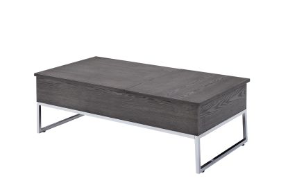 Iban - Coffee Table w/Lift Top; Gray Oak &amp; Chrome