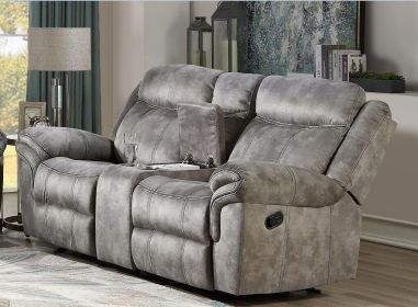 Zubaida Loveseat w/Console (Glider & Motion); 2-Tone Gray Velvet YJ