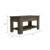 Austin Storage Table; One Extendable Table Shelf; Four Legs; Lower Shelf -Dark Brown